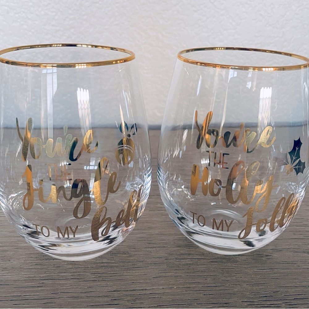 Mikasa Christmas Holiday Stemless Wine Glasses Set